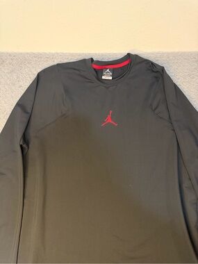 Jordan Black Long-Sleeve Crew with Red Jumpman Patrick Ewing